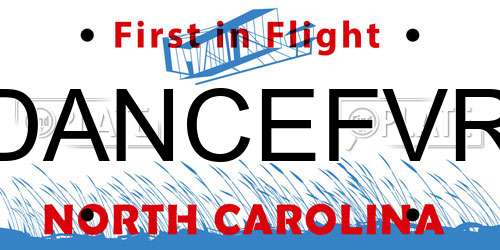DANCEFVR North Carolina License Plate