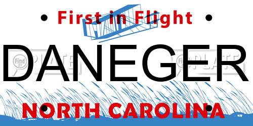 DANEGER North Carolina License Plate