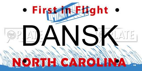 DANSK North Carolina License Plate