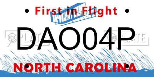 DAO04P North Carolina License Plate