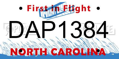 DAP1384 North Carolina License Plate