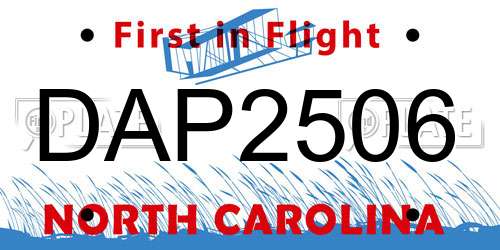 DAP2506 North Carolina License Plate