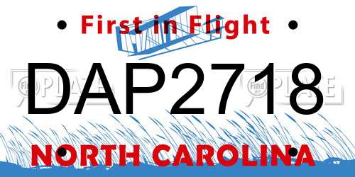 DAP2718 North Carolina License Plate