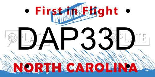 DAP33D North Carolina License Plate