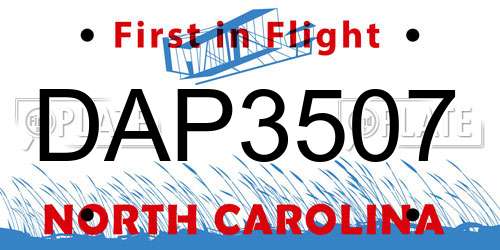 DAP3507 North Carolina License Plate