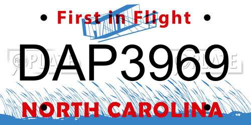 DAP3969 North Carolina License Plate