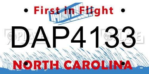 DAP4133 North Carolina License Plate