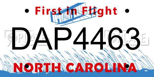 DAP4463 North Carolina License Plate