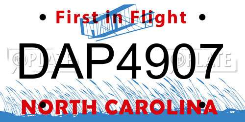 DAP4907 North Carolina License Plate