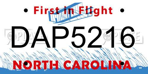 DAP5216 North Carolina License Plate