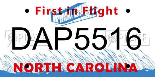 DAP5516 North Carolina License Plate