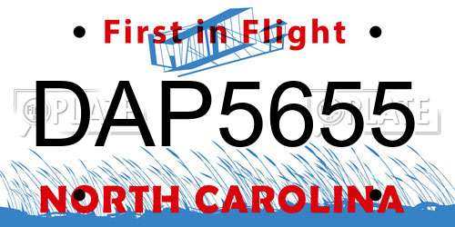 DAP5655 North Carolina License Plate