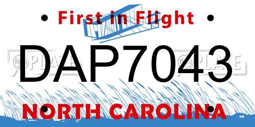 DAP7043 North Carolina License Plate