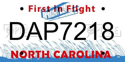 DAP7218 North Carolina License Plate
