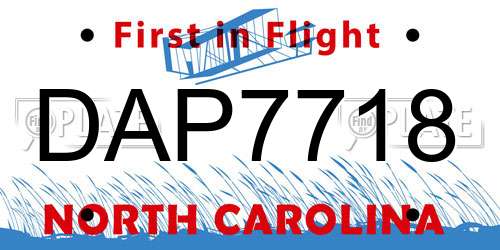 DAP7718 North Carolina License Plate