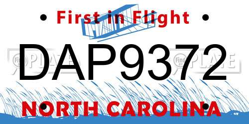 DAP9372 North Carolina License Plate