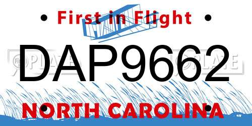DAP9662 North Carolina License Plate