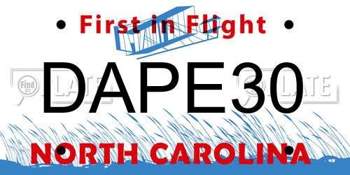 DAPE30 North Carolina License Plate