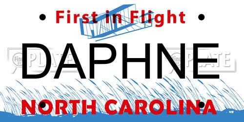 DAPHNE North Carolina License Plate