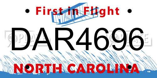 DAR4696 North Carolina License Plate
