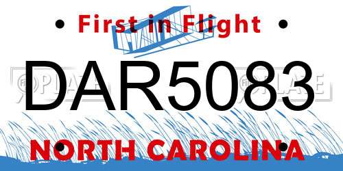 DAR5083 North Carolina License Plate