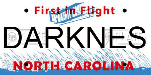 DARKNES North Carolina License Plate