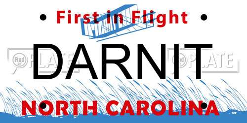 DARNIT North Carolina License Plate