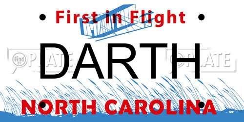 DARTH North Carolina License Plate