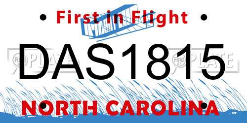 DAS1815 North Carolina License Plate