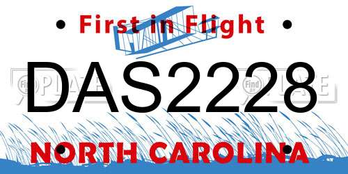 DAS2228 North Carolina License Plate