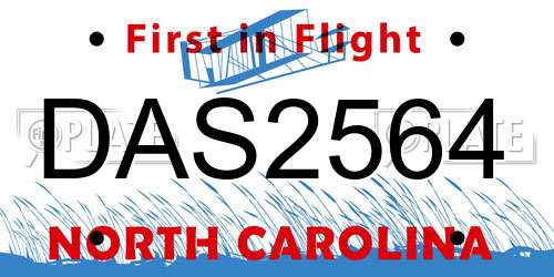 DAS2564 North Carolina License Plate