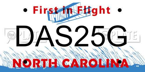 DAS25G North Carolina License Plate