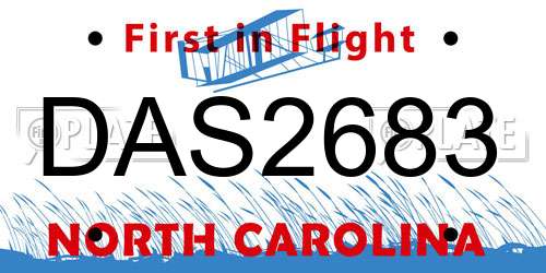 DAS2683 North Carolina License Plate