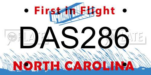 DAS286 North Carolina License Plate