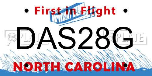 DAS28G North Carolina License Plate