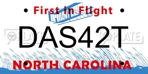 DAS42T North Carolina License Plate