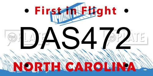 DAS472 North Carolina License Plate