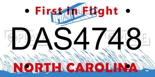 DAS4748 North Carolina License Plate
