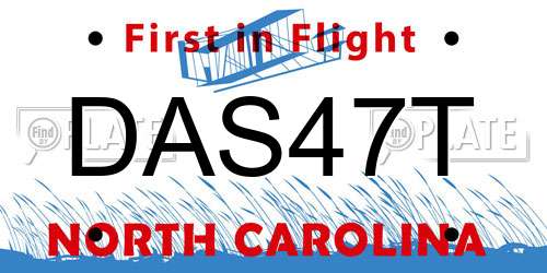 DAS47T North Carolina License Plate