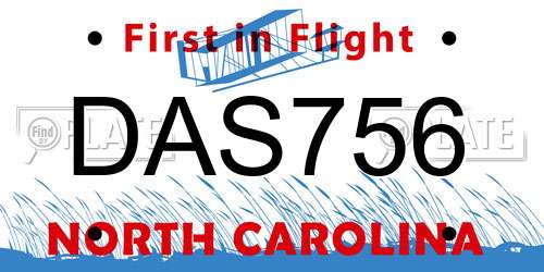 DAS756 North Carolina License Plate