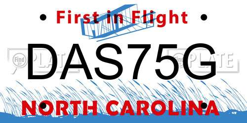 DAS75G North Carolina License Plate
