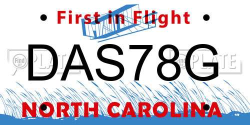 DAS78G North Carolina License Plate
