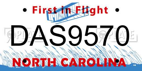 DAS9570 North Carolina License Plate