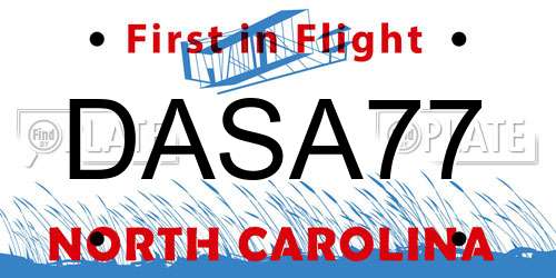 DASA77 North Carolina License Plate