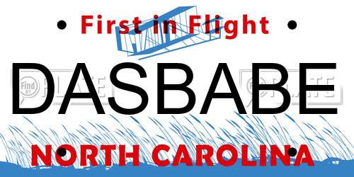 DASBABE North Carolina License Plate