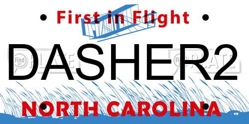 DASHER2 North Carolina License Plate