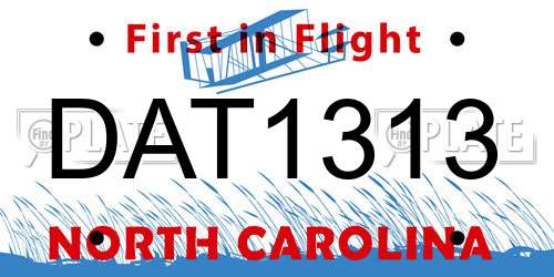 DAT1313 North Carolina License Plate