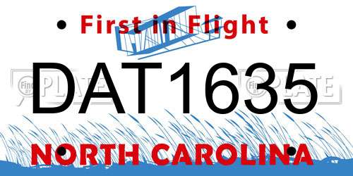 DAT1635 North Carolina License Plate