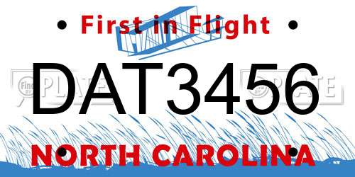 DAT3456 North Carolina License Plate