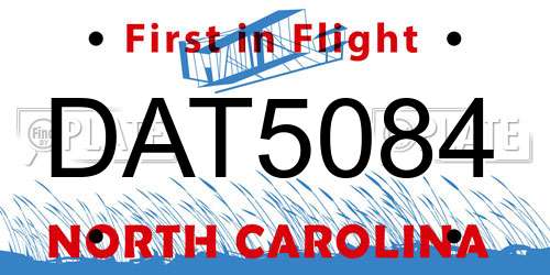 DAT5084 North Carolina License Plate